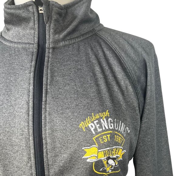 Pittsburgh Penguins Hockey Full Zip Jacket Womens Small Gray NHL Fleece Lined - Picture 5 of 8
